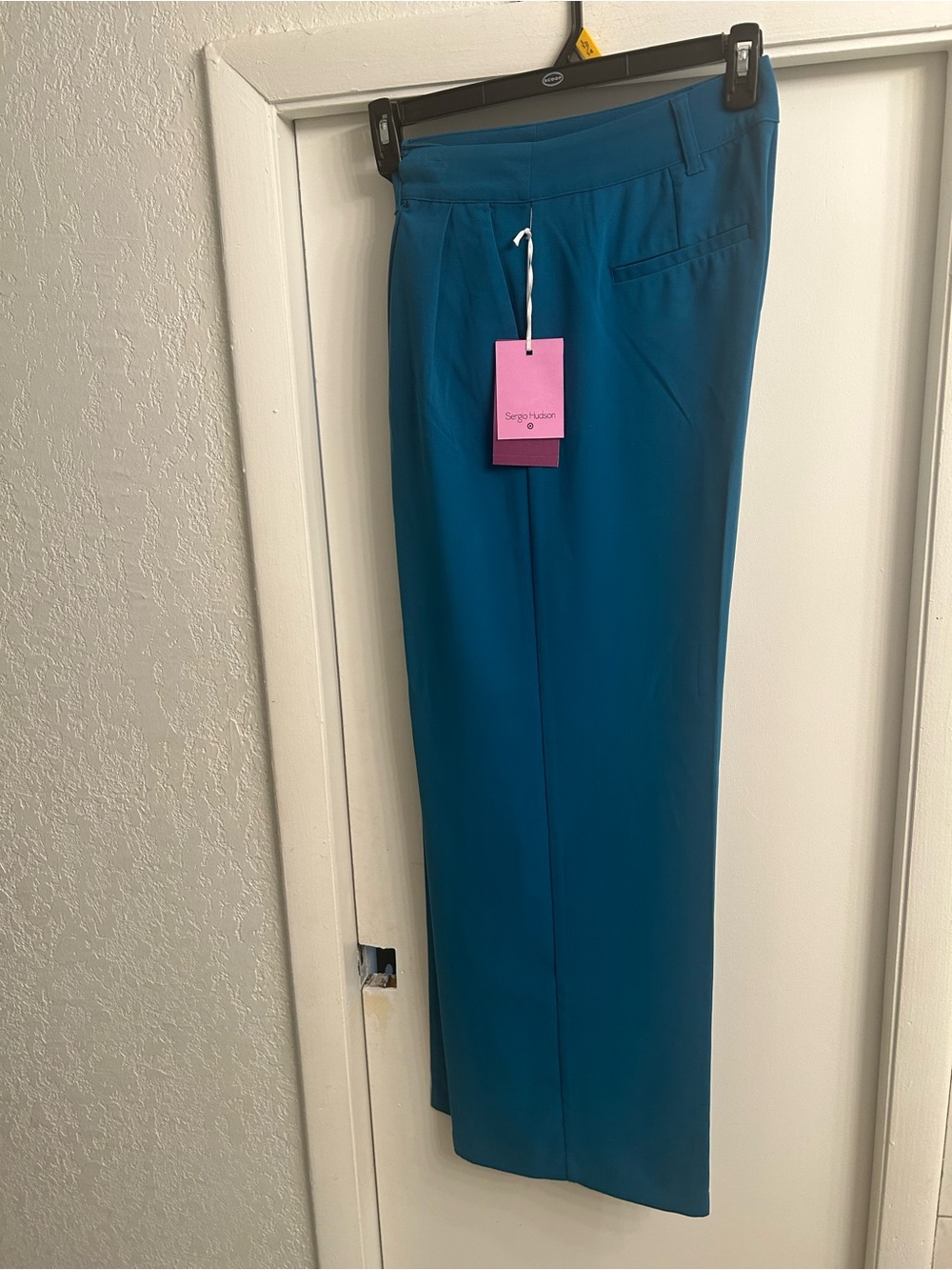 Sergio Hudson Teal Women’s Wide-Leg Dress Pants